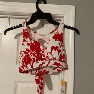Red and White Bikini Top